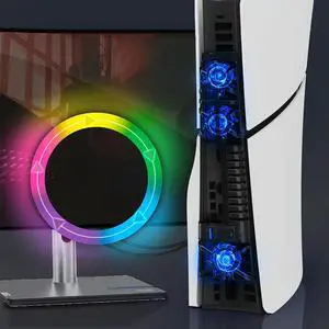 Cooling Fan Quiet Cooling System with RGB LED Light Game Console RGB Cooling Fan for PS5 Slim Disc and Digital Edition Cooling Fan Quiet Cooling System with RGB LED Light Game Console RGB Cooling Fan for PS5 Slim Disc and Digital Edition
