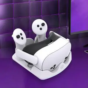 Charging Dock for Quest 3S VR Headest Fast Charging Station W/ RGB Light Charging Stand for Quest 3S/Quest 3/Quest 2 Charging Dock for Quest 3S VR Headest Fast Charging Station W/ RGB Light Charging Stand for Quest 3S/Quest 3/Quest 2