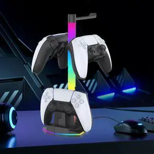 Game Controller Holder with 2 USB Port Controller Charger Station with RGB Light Accessories for 5/4 Game Controller Holder with 2 USB Port Controller Charger Station with RGB Light Accessories for 5/4