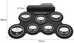 Roll-Up Drum Practice Pad with Drumsticks Foot Pedals Electric Drum Pad Silicone Electric Drum Holiday Birthday Gift for Kids Roll-Up Drum Practice Pad with Drumsticks Foot Pedals Electric Drum Pad Silicone Electric Drum Holiday Birthday Gift for Kids