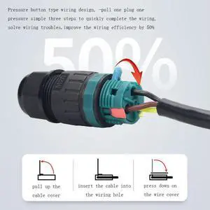 M20 3 Pin Push Type Wiring Terminal Wire Connector for Electrical Light Junction Box DIY IP68 Waterproof Cable Connector M20 3 Pin Push Type Wiring Terminal Wire Connector for Electrical Light Junction Box DIY IP68 Waterproof Cable Connector