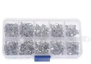 320Pcs/Box 10 In 1 Terminals Non-Insulated Ring Fork U-type Brass Terminals Kit 320Pcs/Box 10 In 1 Terminals Non-Insulated Ring Fork U-type Brass Terminals Kit