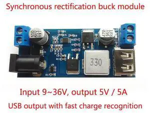 DC-DC 24V/12V to 5V 5A Step Down Power Supply Board Buck Converter Replace LM2596S Adjustable USB Buck Charging Module for Phone DC-DC 24V/12V to 5V 5A Step Down Power Supply Board Buck Converter Replace LM2596S Adjustable USB Buck Charging Module for Phone