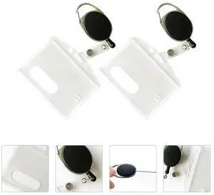 2Pcs Clear Badge Protector Id Cards Container with Carabiner Zinc Alloy ABS Plastic for Professional Student Staff 2Pcs Clear Badge Protector Id Cards Container with Carabiner Zinc Alloy ABS Plastic for Professional Student Staff