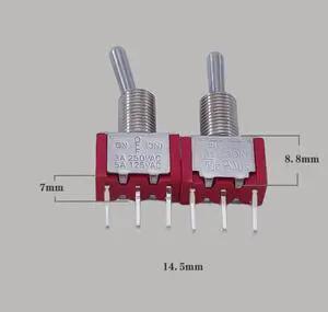2PCS T8014B-SECQ Toggle Switch Self-locking Type 125V AC 5A/250V AC 3A 3 Gears 3 Pins Reset Button Switch 2PCS T8014B-SECQ Toggle Switch Self-locking Type 125V AC 5A/250V AC 3A 3 Gears 3 Pins Reset Button Switch