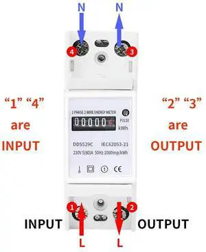 2 Wire Electric Energy Counter DDS529C1 Digital Single Phase AC 230V 5-80A Analog Watt Measurement Meter 35mm DIN Rail Mounting 2 Wire Electric Energy Counter DDS529C1 Digital Single Phase AC 230V 5-80A Analog Watt Measurement Meter 35mm DIN Rail Mounting