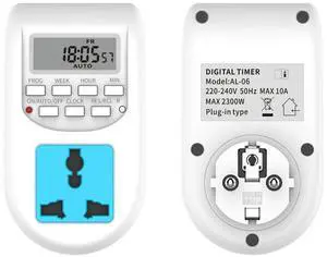AL-06 LCD Digital Display Timer Switch DE Plug AC220-240V 50Hz Timing Socket Wely Programmable Electronic Digital Timer Switch AL-06 LCD Digital Display Timer Switch DE Plug AC220-240V 50Hz Timing Socket Wely Programmable Electronic Digital Timer Switch