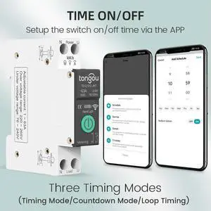 Tuya Circuit Breaker Switch 1-63A Adjustable Over/Under Voltage Over Current Protector Voice Remote Control Tuya Circuit Breaker Switch 1-63A Adjustable Over/Under Voltage Over Current Protector Voice Remote Control