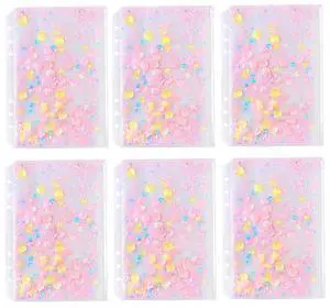 1Set A6 Size Zipper Binder Bags Quick Sand PVC Waterproof Binder Pockets with 6 Holes for Loose Leaf Papers Credit Card 1Set A6 Size Zipper Binder Bags Quick Sand PVC Waterproof Binder Pockets with 6 Holes for Loose Leaf Papers Credit Card