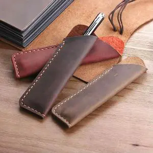 2Pcs Authentic Cowhide Pen Container Handcrafted Pencil Case Organizer for Students Professionals School Office Use 2Pcs Authentic Cowhide Pen Container Handcrafted Pencil Case Organizer for Students Professionals School Office Use