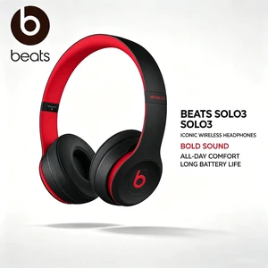 Beats Solo3 Wireless Headphones, Black Red, Bluetooth On-Ear Headset, Class 1 Wireless, 40-Hour Battery, Fast Fuel Charging, Foldable Cushioned Ear Cups, Built-In Mic, Powerful Bass Sound for Music, T Beats Solo3 Wireless Headphones, Black Red, Bluetooth On-Ear Headset, Class 1 Wireless, 40-Hour Battery, Fast Fuel Charging, Foldable Cushioned Ear Cups, Built-In Mic, Powerful Bass Sound for Music, T