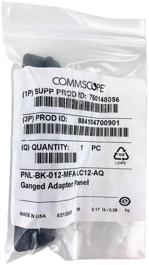 CommScope PNL-BK-012-MFA-LC12-AQ 12-Fiber LC Multimode Adapter Panel, Aqua CommScope PNL-BK-012-MFA-LC12-AQ 12-Fiber LC Multimode Adapter Panel, Aqua