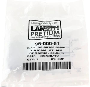 Corning 95-000-51 Unicam ST OM1 Multimode 62.5 High Performance Pretium Fiber Optic Connector Corning 95-000-51 Unicam ST OM1 Multimode 62.5 High Performance Pretium Fiber Optic Connector