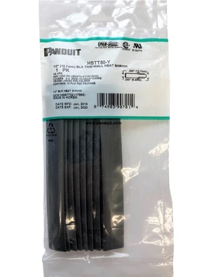 Panduit HSTT50-Y Heat Shrink Tubing 1/2-Inch, 6-Inch Length, Black, 10-Piece Pack - Expired January 2020 Panduit HSTT50-Y Heat Shrink Tubing 1/2-Inch, 6-Inch Length, Black, 10-Piece Pack - Expired January 2020