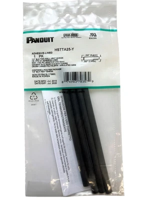 Panduit HSTTA25-Y Adhesive-Lined Heat Shrink Tubing 1/4-Inch, 6-Inch, Black, 4-Piece Pack - Expired 2018/2020 Panduit HSTTA25-Y Adhesive-Lined Heat Shrink Tubing 1/4-Inch, 6-Inch, Black, 4-Piece Pack - Expired 2018/2020