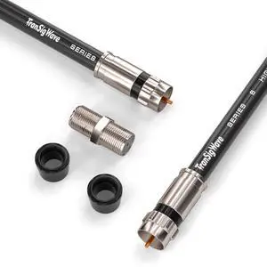 TranSigWave 25FT RG6 Coaxial Cable Set - High-Speed Internet, Broadband and Digital TV Aerial, Satellite Sky Cable Extension- Weather-Sealed Double Rubber O-Ring and Compression Connectors Black TranSigWave 25FT RG6 Coaxial Cable Set - High-Speed Internet, Broadband and Digital TV Aerial, Satellite Sky Cable Extension- Weather-Sealed Double Rubber O-Ring and Compression Connectors Black