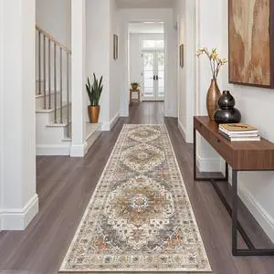 Runner Rug 2x8, Washable Hallway Runner Rugs, Non-Slip Low-Pile Soft Kitchen Rug Runner Laundry Room Rug, Vintage Throw Entry Foyer Mat for Entrance Living Room (Turmeric/Grey, 2 x 8) Runner Rug 2x8, Washable Hallway Runner Rugs, Non-Slip Low-Pile Soft Kitchen Rug Runner Laundry Room Rug, Vintage Throw Entry Foyer Mat for Entrance Living Room (Turmeric/Grey, 2 x 8)
