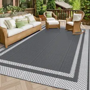Outdoor Rug Reversible Portable Plastic Straw Camping Rugs for Outside RV,Large Waterproof Outdoor Area Rugs for Patio,Deck,Porch,Balcony(5'x 8',White&Gray) Outdoor Rug Reversible Portable Plastic Straw Camping Rugs for Outside RV,Large Waterproof Outdoor Area Rugs for Patio,Deck,Porch,Balcony(5'x 8',White&Gray)