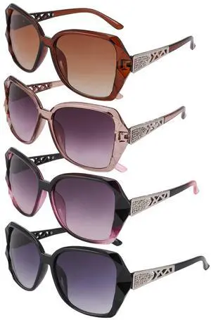 4 Pcs Women Large Sunglasses, UV 400 Glasses Oversized Classic Trend Ladies Sunglasses Sparkling Large Frame Multicolor 4 Pcs Women Large Sunglasses, UV 400 Glasses Oversized Classic Trend Ladies Sunglasses Sparkling Large Frame Multicolor
