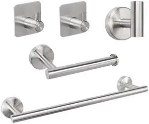 Bathroom Hardware Set, Thick Stainless Steel Bath Towel Bar Set Including Towel Rack for Bathroom+Toilet Paper Holder+3 Robe Towel Hooks Wall Mount Bathroom Accessory Set(16IN,Brushed Nickel) Bathroom Hardware Set, Thick Stainless Steel Bath Towel Bar Set Including Towel Rack for Bathroom+Toilet Paper Holder+3 Robe Towel Hooks Wall Mount Bathroom Accessory Set(16IN,Brushed Nickel)