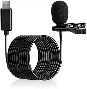 USB Lavalier Microphone for Computer, Omnidirectional Condenser USB-A Computer Microphone for Laptop, PC and Mac, Perfect Podcasting, Gaming, Streaming and Desktop Mic, 2M Cable USB Lavalier Microphone for Computer, Omnidirectional Condenser USB-A Computer Microphone for Laptop, PC and Mac, Perfect Podcasting, Gaming, Streaming and Desktop Mic, 2M Cable