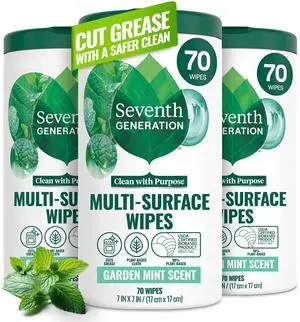 Multi-Surface Wipes, 70 Count, Pack of 3, Garden Mint, Plant-Based Cleaning Wipes, No Harsh Fumes or Residue, Safe Around Kids Multi-Surface Wipes, 70 Count, Pack of 3, Garden Mint, Plant-Based Cleaning Wipes, No Harsh Fumes or Residue, Safe Around Kids