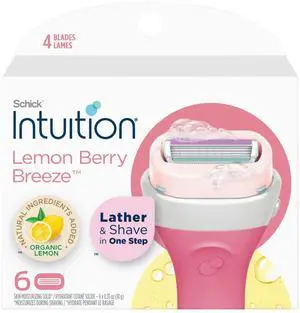 Schick Intuition Refill, Lemon Berry Breeze Razors for Women | Intuition Razor Blades Refill with Organic Lemon, 6 Count Razor Refills Schick Intuition Refill, Lemon Berry Breeze Razors for Women | Intuition Razor Blades Refill with Organic Lemon, 6 Count Razor Refills