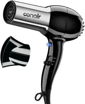 1875W Full Size Hair Dryer with Ionic Conditioning, Concentrator Attachment, Black/Chrome, 256NRL 1875W Full Size Hair Dryer with Ionic Conditioning, Concentrator Attachment, Black/Chrome, 256NRL