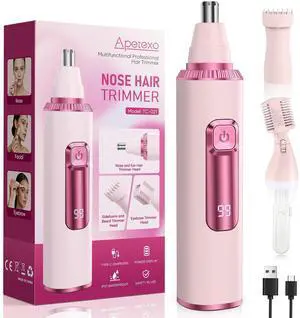 Nose Hair Trimmer for Women, 3-in-1 Painless & Gentle Trimmer for Nose, Eyebrows & Facial Hair, Type-C Rechargeable Precision Groomer with Double-Edged Blades, IPX7 Waterproof - Pink Nose Hair Trimmer for Women, 3-in-1 Painless & Gentle Trimmer for Nose, Eyebrows & Facial Hair, Type-C Rechargeable Precision Groomer with Double-Edged Blades, IPX7 Waterproof - Pink