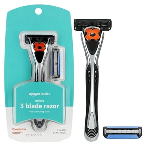 3-Blade MotionSphere Razor for Men with Dual Lubrication, Handle & 2 Cartridges (Cartridges fit Amazon Basics Razor Handles only) (Previously Solimo) 3-Blade MotionSphere Razor for Men with Dual Lubrication, Handle & 2 Cartridges (Cartridges fit Amazon Basics Razor Handles only) (Previously Solimo)