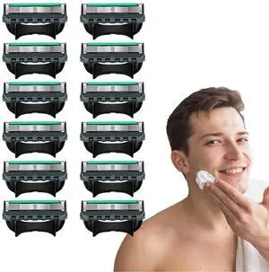 12-Blade Replacement Cartridge Set - Five-blade technology delivers a smooth shave - 2026 New Model in Teal, achieving a smooth shave while reducing irritation 12-Blade Replacement Cartridge Set - Five-blade technology delivers a smooth shave - 2026 New Model in Teal, achieving a smooth shave while reducing irritation