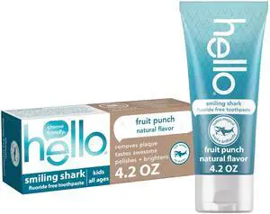 Smiling Shark Fluoride Free Kids Toothpaste, Natural Fruit Punch, 4.2 Oz Tube Smiling Shark Fluoride Free Kids Toothpaste, Natural Fruit Punch, 4.2 Oz Tube