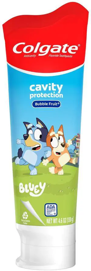 Kids Toothpaste with Fluoride, Anticavity & Cavity Protection Toothpaste, for Ages 2+, Bluey, Mild Bubble Fruit Flavor, 4.6 Ounce Kids Toothpaste with Fluoride, Anticavity & Cavity Protection Toothpaste, for Ages 2+, Bluey, Mild Bubble Fruit Flavor, 4.6 Ounce