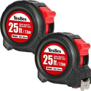 2 Pack Tape Measure 25 ft, Easy Read Retractable Measuring Tape 1-Inch Wide, Great for House Construction and Carpenter 2 Pack Tape Measure 25 ft, Easy Read Retractable Measuring Tape 1-Inch Wide, Great for House Construction and Carpenter