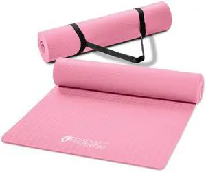 Circuit Fitness by 1/4-inch (6mm) Non Slip Multi-Purpose Exercise Yoga Mat with Carrying Strap - Sakura Pink Circuit Fitness by 1/4-inch (6mm) Non Slip Multi-Purpose Exercise Yoga Mat with Carrying Strap - Sakura Pink