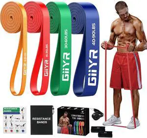 Resistance Bands Set for Men & Women - 4 Levels Exercise Band with Door Anchor, Pull Up Bands for Strength Training, Stretching, Powerlifting, Home Workouts (Orange, red, Green, Blue) Resistance Bands Set for Men & Women - 4 Levels Exercise Band with Door Anchor, Pull Up Bands for Strength Training, Stretching, Powerlifting, Home Workouts (Orange, red, Green, Blue)