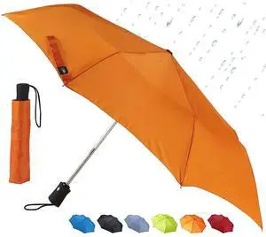 Travel Umbrella: Windproof & Water Repellent Fabric, Automatic Open Close & 1 Year Warranty, Orange Travel Umbrella: Windproof & Water Repellent Fabric, Automatic Open Close & 1 Year Warranty, Orange