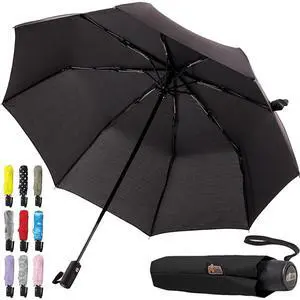 Compact Travel Size Umbrella for Rain, Sleek Design Fits Backpack, Purse and Carry On, Lightweight Under 1lb, One Click Open and Close, Wind Resistant, Durable Waterproof Quick Dry, Black Compact Travel Size Umbrella for Rain, Sleek Design Fits Backpack, Purse and Carry On, Lightweight Under 1lb, One Click Open and Close, Wind Resistant, Durable Waterproof Quick Dry, Black