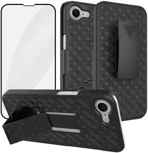Compatible with iPhone 16e Phone Case, iPhone 16E 2025 Belt Clip Case Holster with Screen Protector, Swivel Kickstand Holder, Slim Shockproof Slide Shell Pouch Cell Phone Cover-Black Compatible with iPhone 16e Phone Case, iPhone 16E 2025 Belt Clip Case Holster with Screen Protector, Swivel Kickstand Holder, Slim Shockproof Slide Shell Pouch Cell Phone Cover-Black