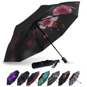 Compact Travel Umbrella, 44" Canopy, Automatic Open/Close Windproof Umbrella, 210T Pongee, 8-Rib Fiberglass, Travel Size Mini, Portable Rain/Sun Umbrellas UPF 50+ with Cover Compact Travel Umbrella, 44" Canopy, Automatic Open/Close Windproof Umbrella, 210T Pongee, 8-Rib Fiberglass, Travel Size Mini, Portable Rain/Sun Umbrellas UPF 50+ with Cover