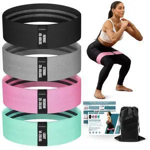 Resistance Bands for Working Out with Guide, 4 Workout Bands for Women & Men, Fabric Exercise Bands for Legs, Hip, Glute, Butt, Booty Bands Set for Yoga, Pilates, Strength (Green, Pink, Gray, Black) Resistance Bands for Working Out with Guide, 4 Workout Bands for Women & Men, Fabric Exercise Bands for Legs, Hip, Glute, Butt, Booty Bands Set for Yoga, Pilates, Strength (Green, Pink, Gray, Black)