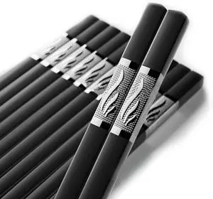 10 Pairs Fiberglass Chopsticks, Reusable Chopsticks and Dishwasher Safe10 1/2 Inches -Clover,Silver 10 Pairs Fiberglass Chopsticks, Reusable Chopsticks and Dishwasher Safe10 1/2 Inches -Clover,Silver