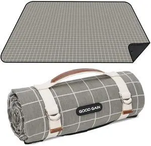 Picnic Outdoor Blankets Waterproof Extra Large - Beach Mat Sand Free Foldable with Carry Strap | Portable Camping Blanket | Park Blanket for Grass Park, Hiking, Travel, Concerts, Indoor (Grey Check) Picnic Outdoor Blankets Waterproof Extra Large - Beach Mat Sand Free Foldable with Carry Strap | Portable Camping Blanket | Park Blanket for Grass Park, Hiking, Travel, Concerts, Indoor (Grey Check)
