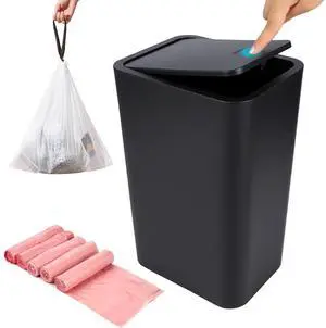 2.6 Gallon (10L) Slim Dog-Proof Trash Can with Press Pop-Up Lid - Odor-Blocking Small Garbage Can Includes 75 Trash Bags, Space-Saving Design for Bedroom, Kitchen, Bathroom & Office 2.6 Gallon (10L) Slim Dog-Proof Trash Can with Press Pop-Up Lid - Odor-Blocking Small Garbage Can Includes 75 Trash Bags, Space-Saving Design for Bedroom, Kitchen, Bathroom & Office