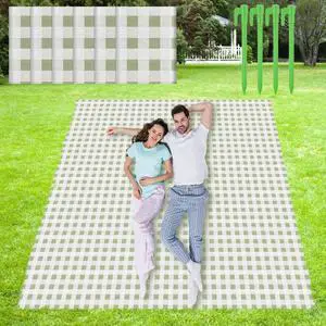 6 Pcs Disposable Outdoor Picnic Blankets 71''x71'' Thicken Foldable Waterproof Picnic Mats Bulk Gingham Oil Proof Camping Blankets with 4 Ground Spikes Beach Travel(Green and White) 6 Pcs Disposable Outdoor Picnic Blankets 71''x71'' Thicken Foldable Waterproof Picnic Mats Bulk Gingham Oil Proof Camping Blankets with 4 Ground Spikes Beach Travel(Green and White)