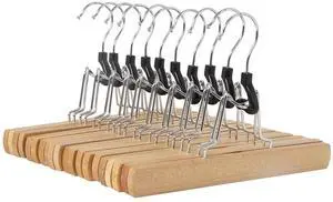 Sturdy Wooden Pants Hangers for Closet Organization, Natural, 10-Pack Sturdy Wooden Pants Hangers for Closet Organization, Natural, 10-Pack
