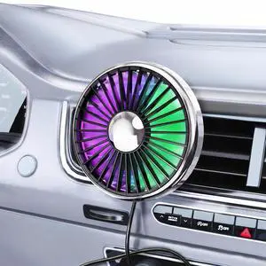 USB Car Fan for Air Vent, 360°Rotatable Clip On Cooling Fan with LED Light, Portable Vehicle Fan for Backseat, Truck, SUV, RV, Quiet Car Vent Fan for Summer Travel, Car Seat Cooling Fan,Silver USB Car Fan for Air Vent, 360°Rotatable Clip On Cooling Fan with LED Light, Portable Vehicle Fan for Backseat, Truck, SUV, RV, Quiet Car Vent Fan for Summer Travel, Car Seat Cooling Fan,Silver