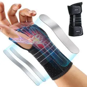 Carpal Tunnel Wrist Brace Left Hand, Adjustable Night Wrist Support with 3 Metal Splints, Hand Brace for Men Women No Pressure on Thumb, Splint Stabilizer for Work, Arthritis, Gray Medium Carpal Tunnel Wrist Brace Left Hand, Adjustable Night Wrist Support with 3 Metal Splints, Hand Brace for Men Women No Pressure on Thumb, Splint Stabilizer for Work, Arthritis, Gray Medium