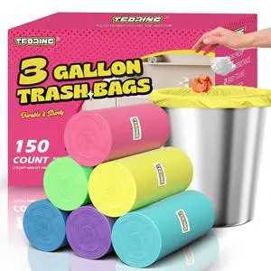 Small 3 Gallon Trash Bags Unscented, 0.78 Mil, Colored, 150 Count Small 3 Gallon Trash Bags Unscented, 0.78 Mil, Colored, 150 Count