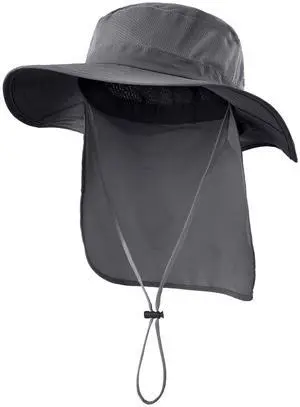 Outdoor UPF50+ Mesh Sun Hat Wide Brim Fishing Hat with Neck Flap (Dark Gray) Outdoor UPF50+ Mesh Sun Hat Wide Brim Fishing Hat with Neck Flap (Dark Gray)